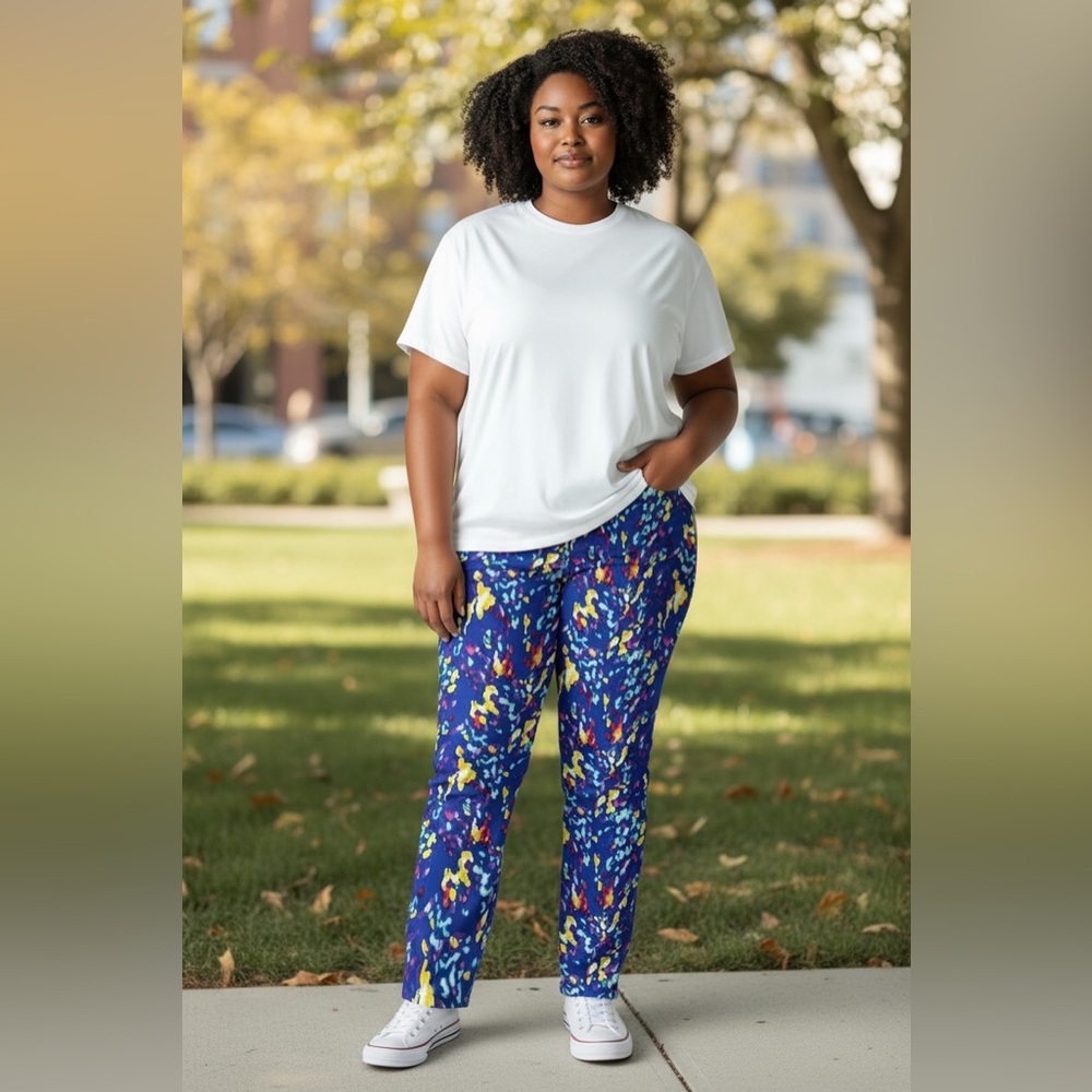 ❤️🌼NWT Ashley Stewart Blue Multicolor Capri
